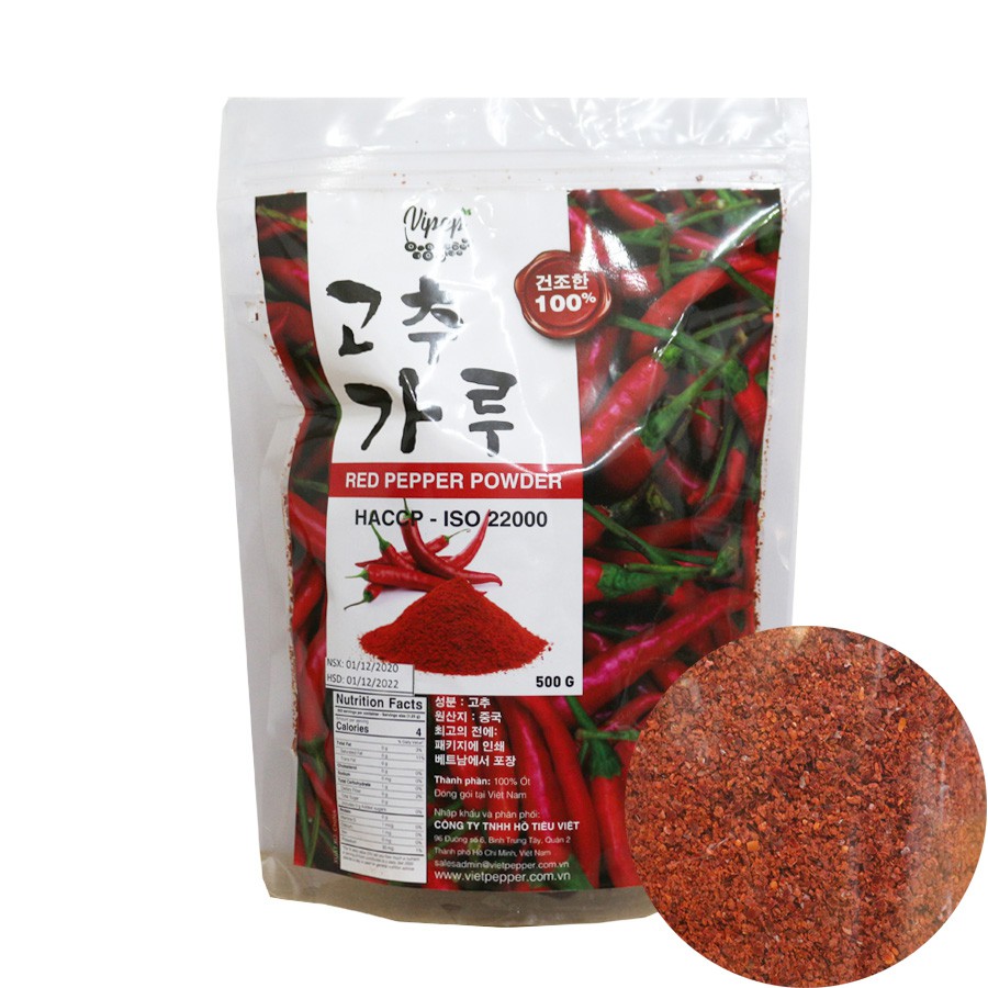 [HCM]Ớt Vẩy Hàn Quốc Vipep BỊCH TÚI 500gr nguyên chất 100% từ ớt Hàn Quốc - Ớt bột Hàn Quốc làm kim chi