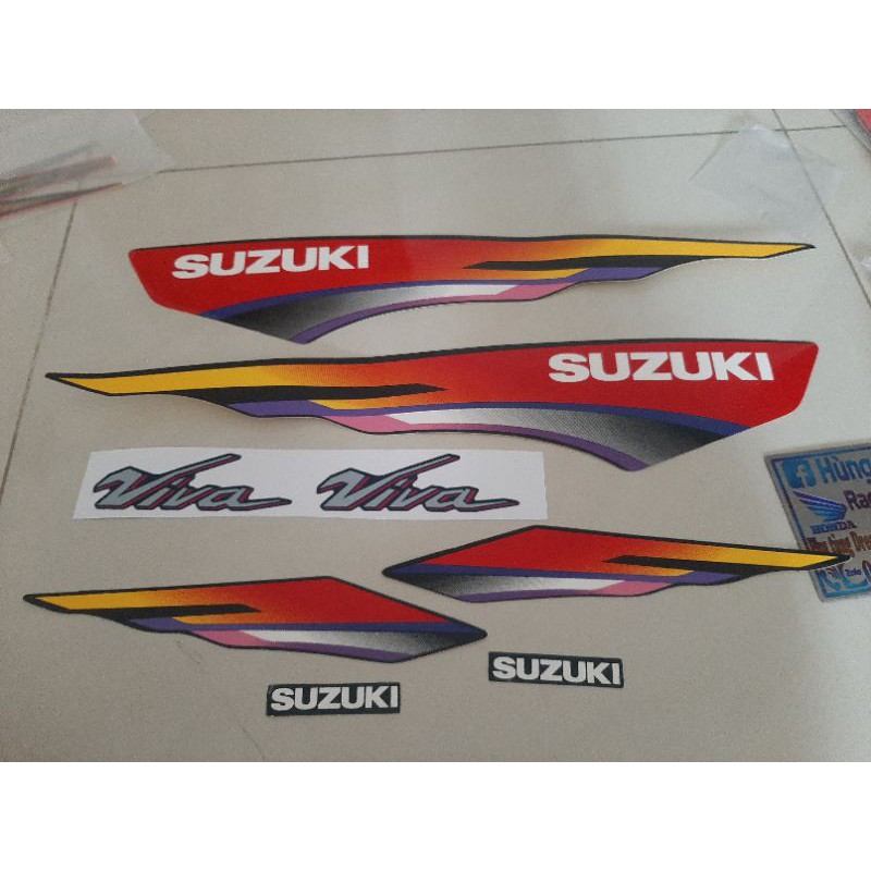 Bộ tem dán xe Suzuki Viva màu đỏ xịn cao cấp