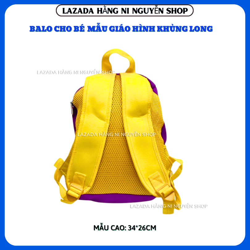 Balo khủng long màu tím cho bé