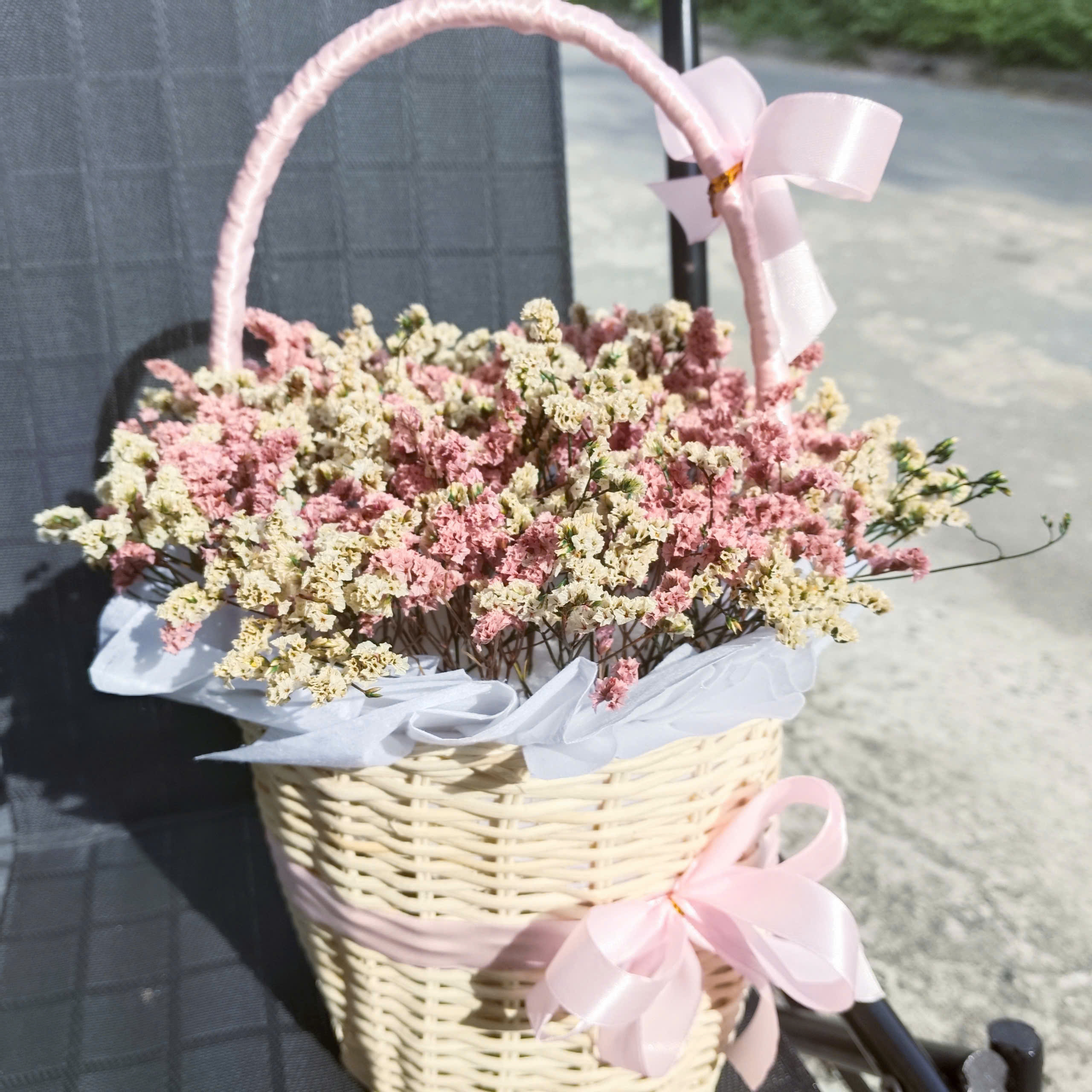 hoa khô - giỏ hoa cúc bất tử, salem mix