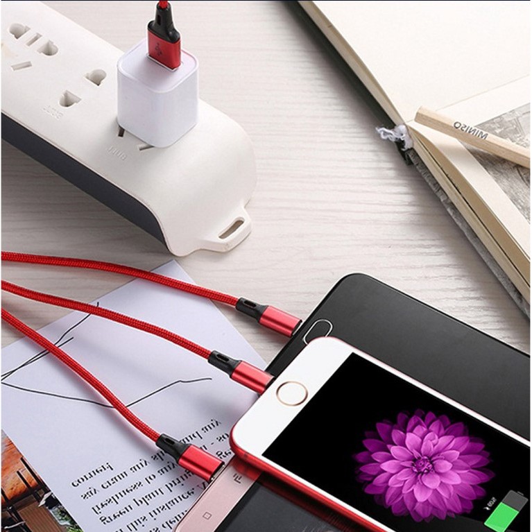 Cáp sạc nhanh điện thoại 3 in 1 đa năng Lightning - Micro - Type C-DS7