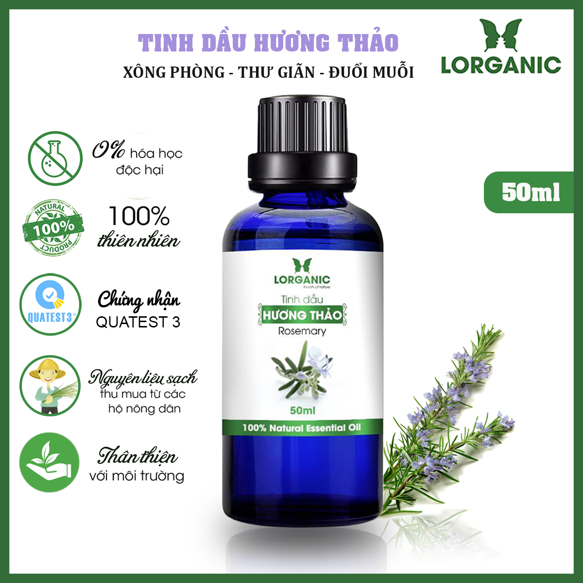 [HCM]Tinh Dầu Hương Thảo Lorganic LGN0008 (10ml, 50ml)