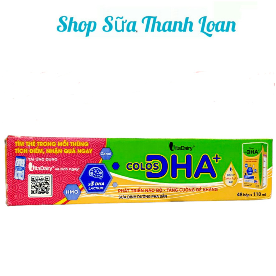 Thùng 48 Hộp Sữa Bột Pha Sẵn Vitadairy Colos DHA+ 110ml.