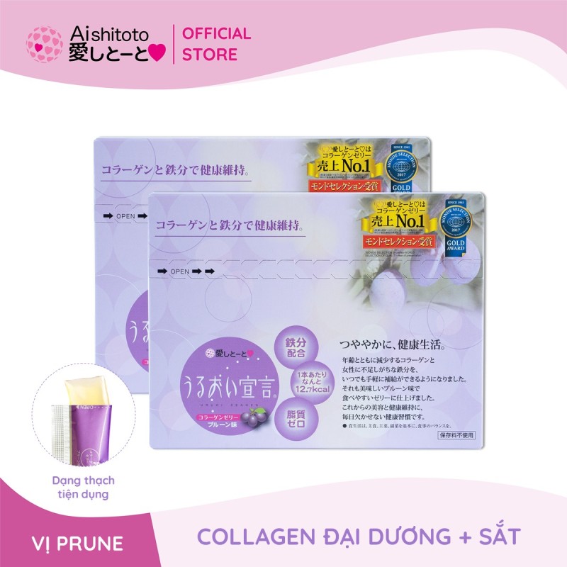 Thạch Bổ Sung Collagen Và Chất Sắt AISHITOTO Collagen Jelly Iron (30 gói/hộp) cao cấp