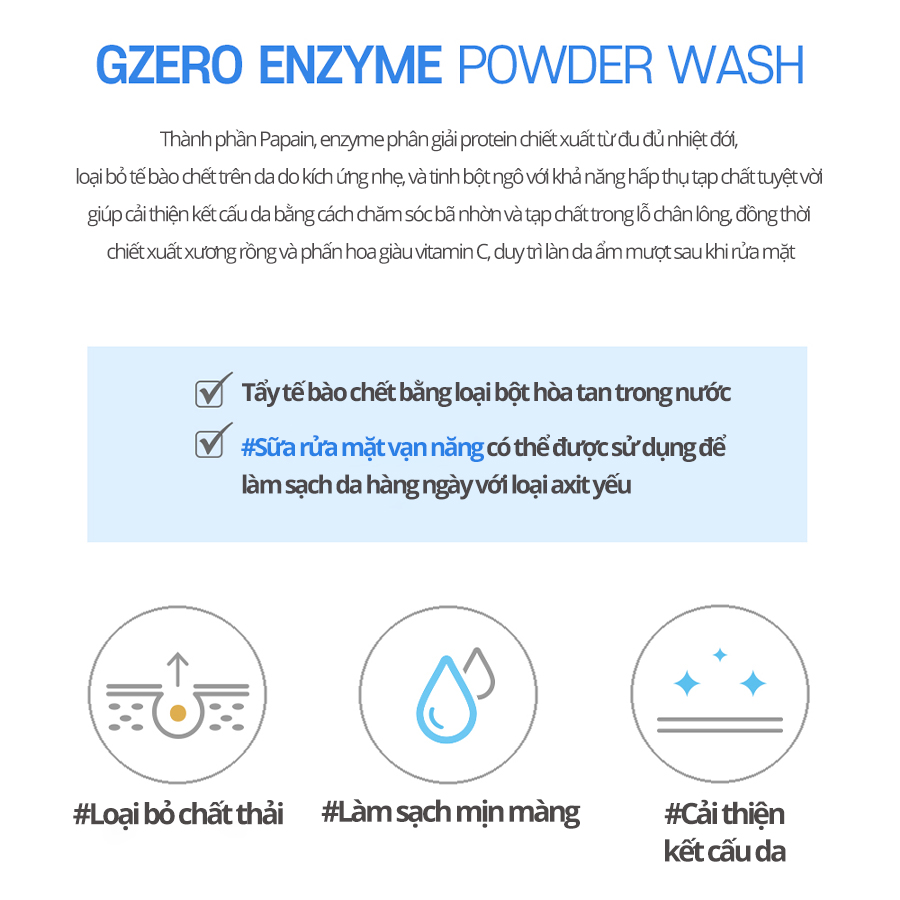 Bột rửa mặt GLOVU G Zero Enzyme Powder Wash 50g