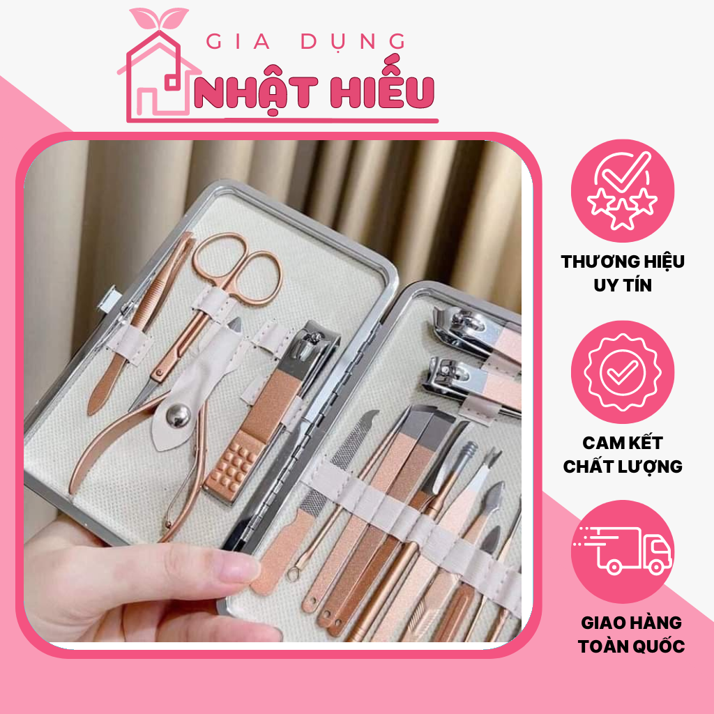 Bộ dụng cụ bấm móng tay 18 món - bộ cắt, bấm dũa móng tay - sét dụng cụ làm móng 3dm 18 chi tiết nail care cao cấp - gia dụng nhật hiếu