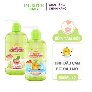 Combo 2 Sữa Tắm Gội Purité Baby Bơ Đậu Mỡ 500ml + Tinh Dầu Cam 500ml thumbnail