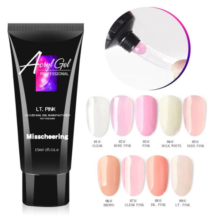 Gel gôm đắp móng gel (poly gel) Misscheering tuýp nhỏ 15ml