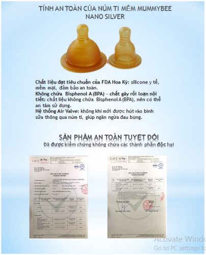 Núm vú (núm ty) MummyBee Nano Silver cổ rộng