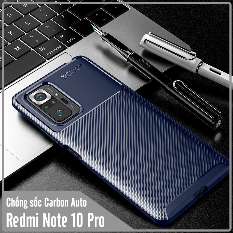 Ốp lưng cho Xiaomi Redmi Note 10 Pro chống sốc Carbon