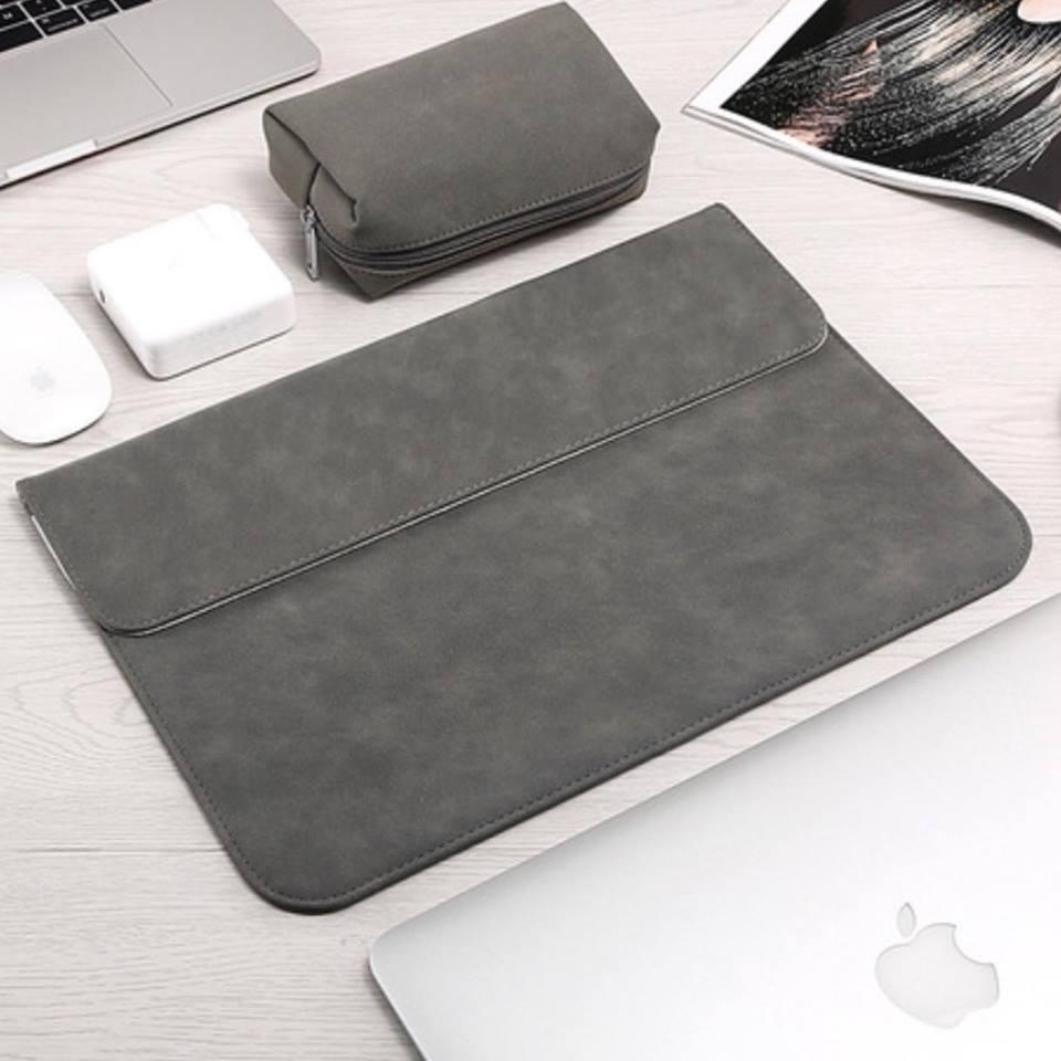 Túi da, bao da chống sốc cho macbook, laptop surface kèm ví đựng sạc chuột