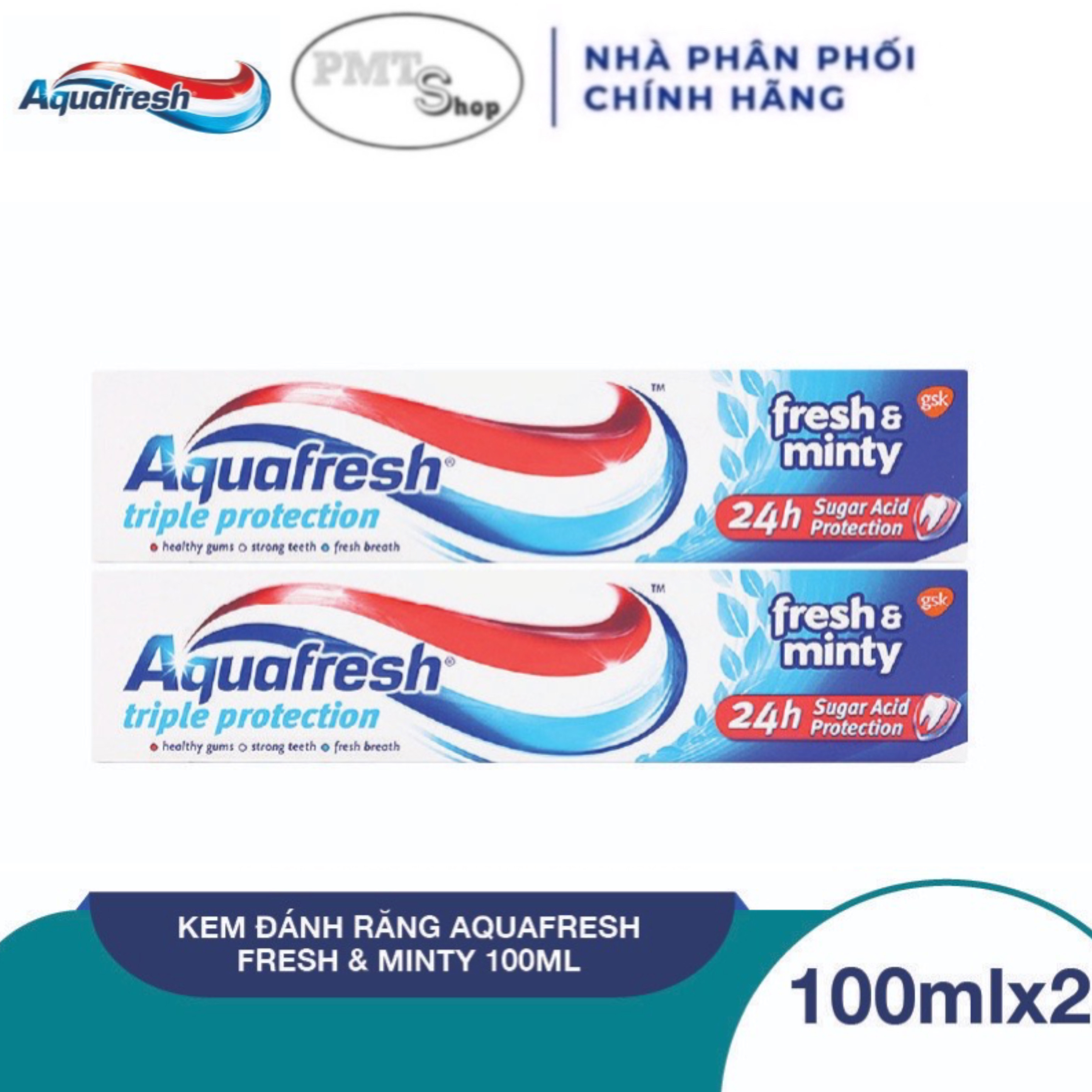 Kem đánh răng Aquafresh Fresh & Minty 100ml hương bạc hà thơm mát
