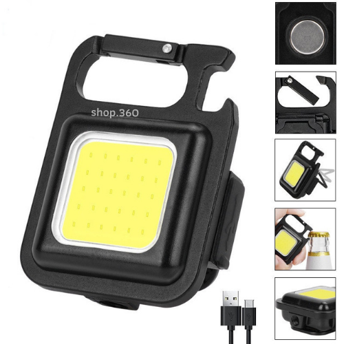 Đèn Pin Móc Khóa Mini Siêu Sáng Đèn LED COD Mini Bỏ Túi Sạc Type C