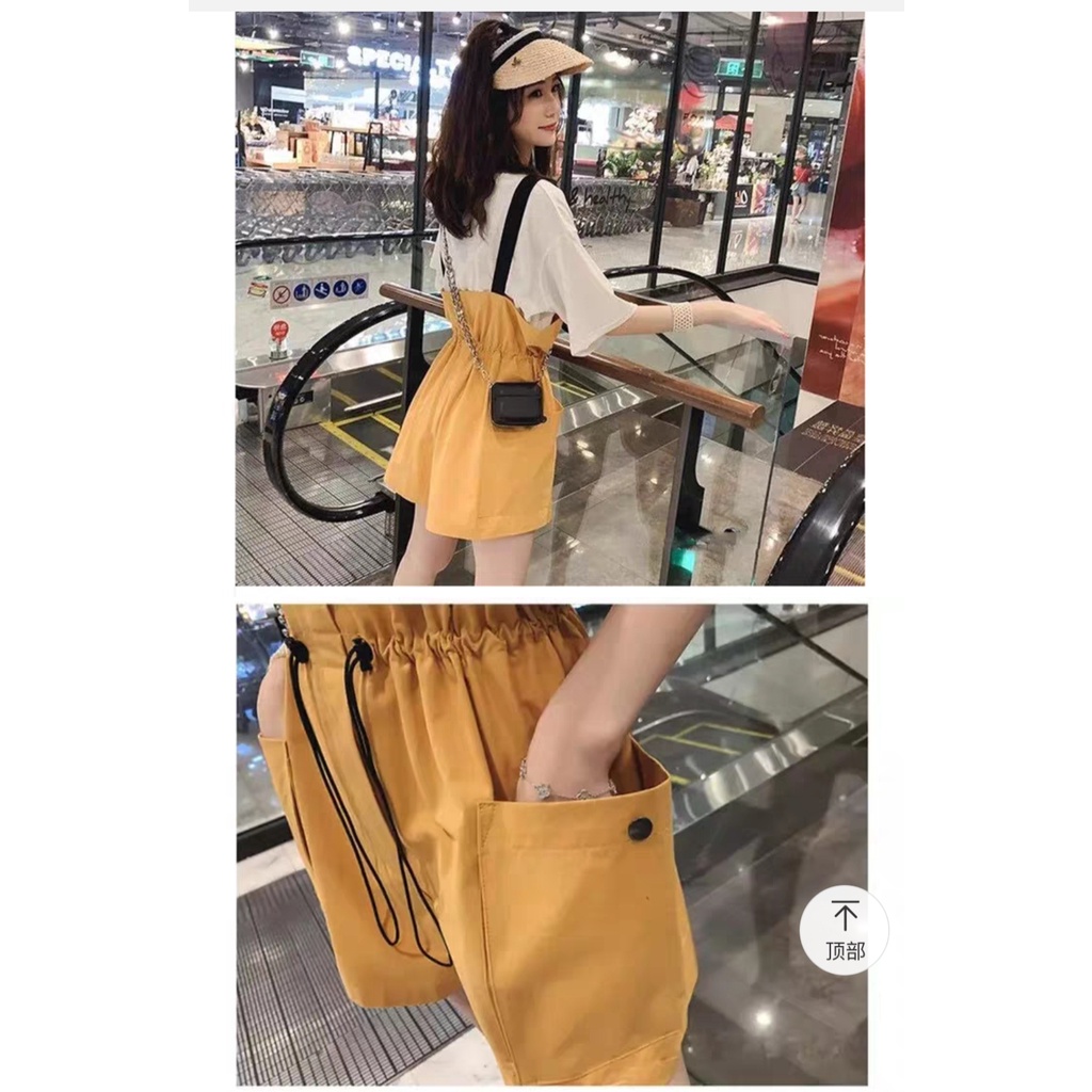 Quần Yếm Nữ Kaki Có Dây Thắt eo
