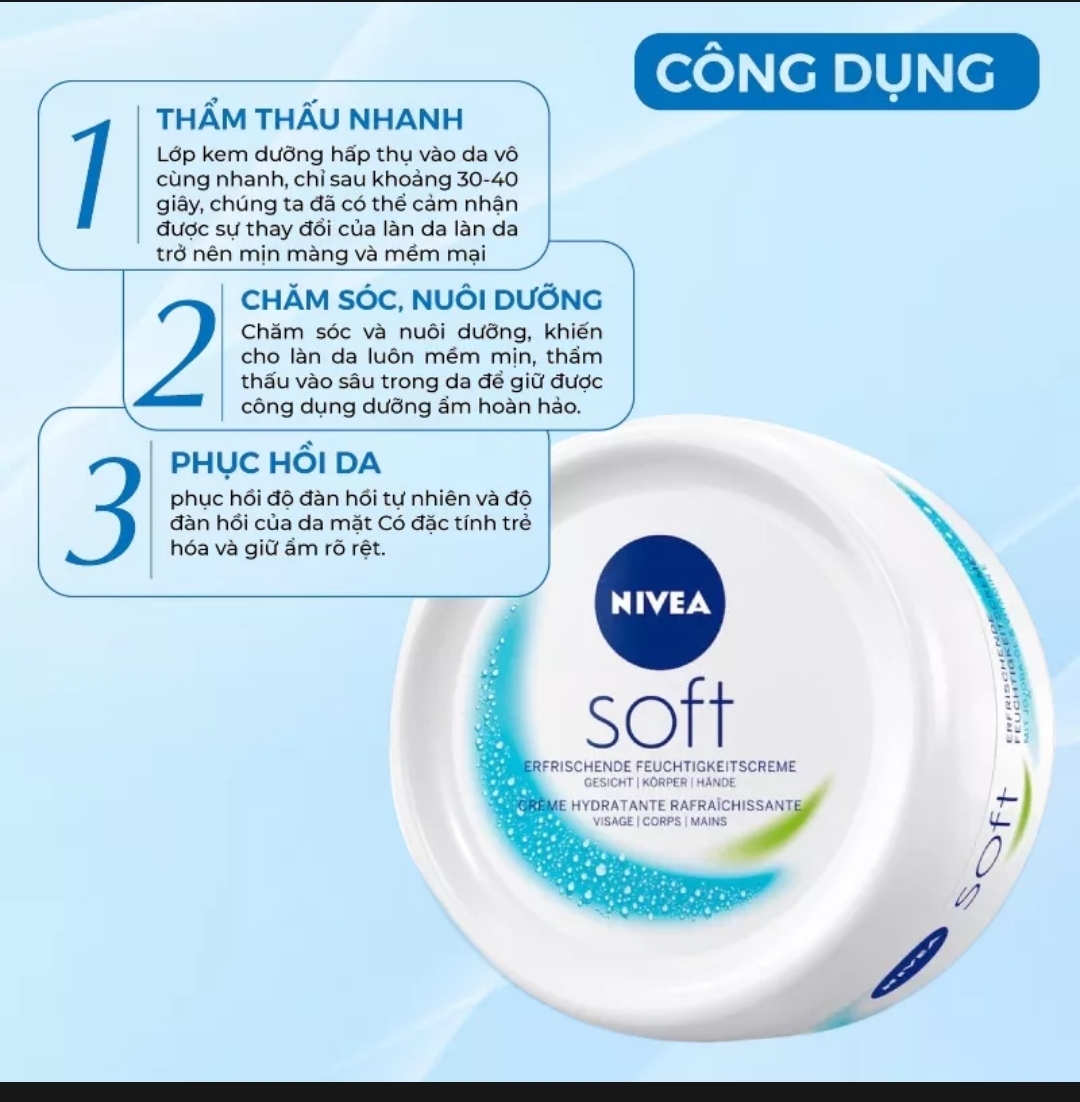 Kem dưỡng làm mềm da NIVEA Soft Crème 50/200ml