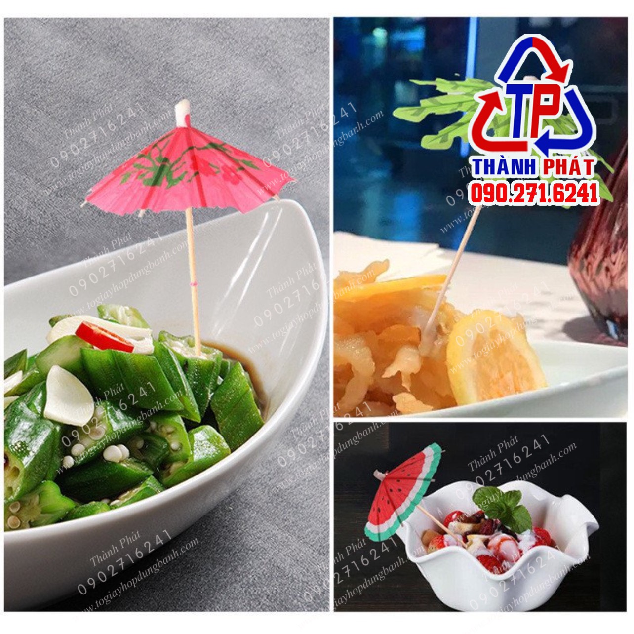 144 Dù trang trí ly kem - dù trang trí món ăn, ly cocktail