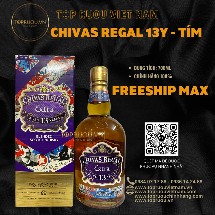[TopRuouVietNam] Rượu Whisky Chivas Regal 13 Tím - 700ml [Hàng Thật]