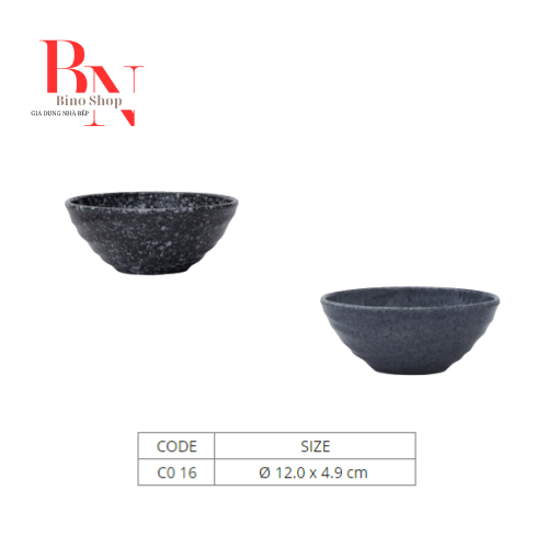 Chén Nhựa Melamine Vân Đá Đen/Xanh-CO16