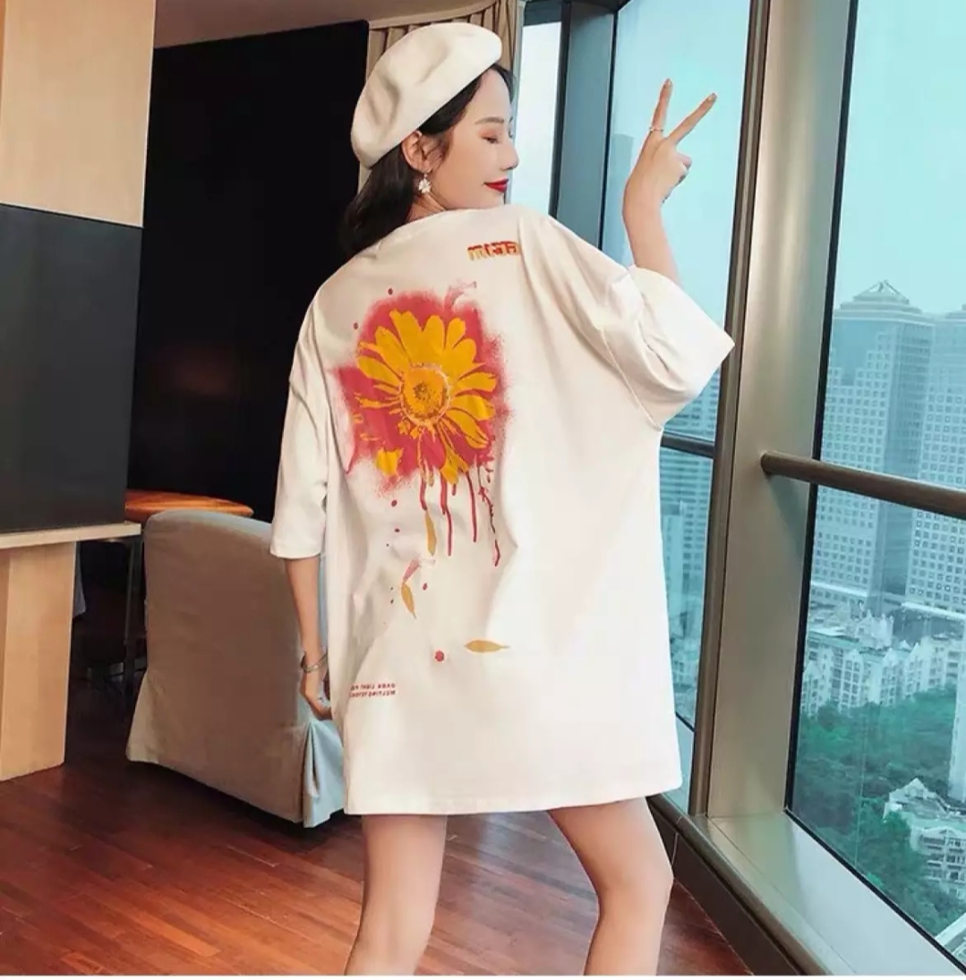 [HCM]Áo thun nam nữ form rộng Hàn quốc in hình Hoa Cúc Đỏ Độc Đẹp vải dày mịn mát đường may sắc sảo không phai màu không dính giặt