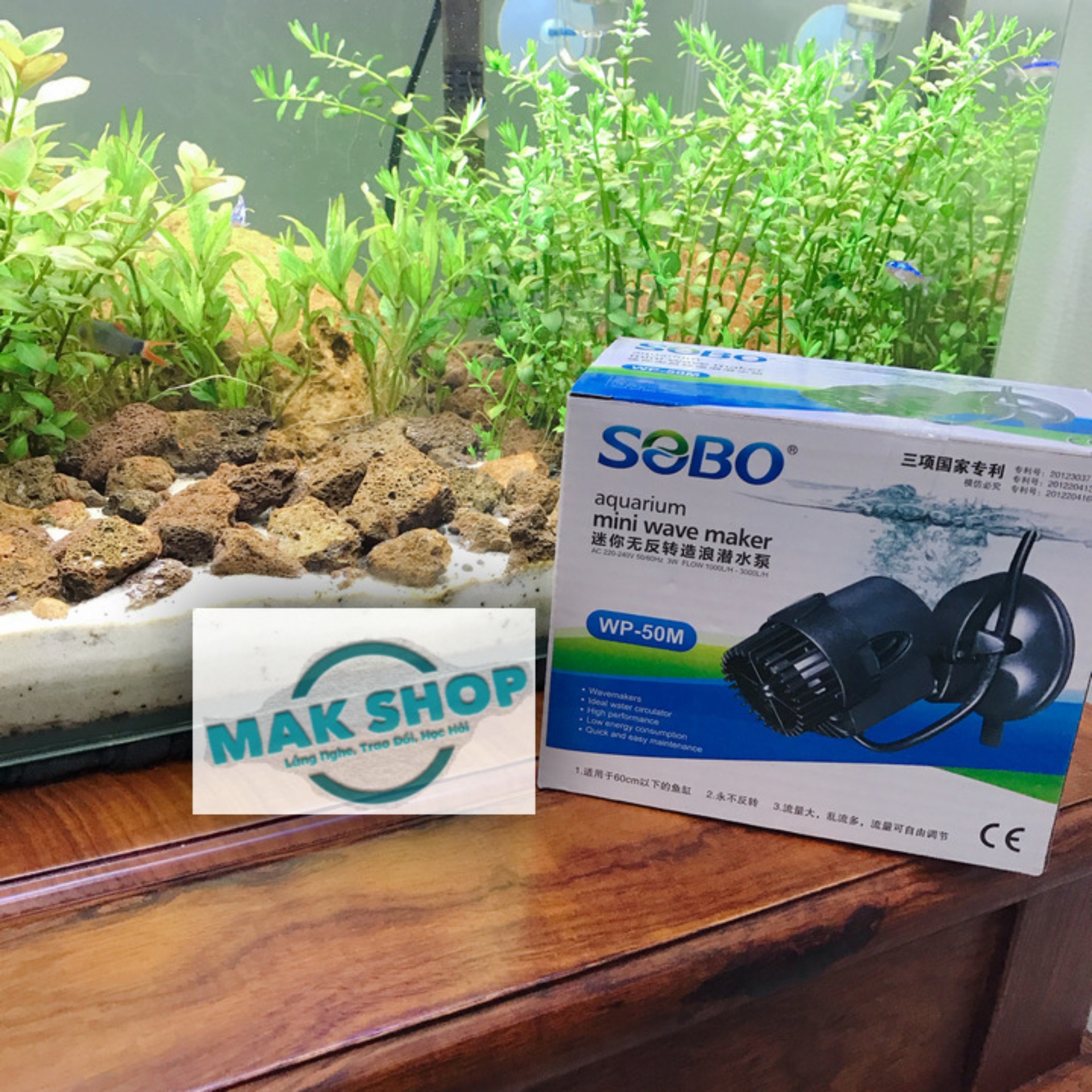 Máy Thổi Luồng Mini WP-50M 3W Cho Hồ Cá Cảnh, Tạo Dòng Chảy, Đẩy Phân, 1 Công Đôi Việc