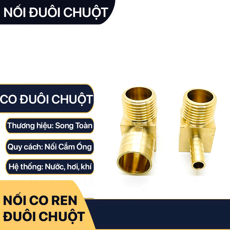 Co Ren Ngoài 1/8 (9.6mm) Đuôi Chuột Nối Lòng Trong Ống Nhựa Mềm & Pu - Đồng Thau