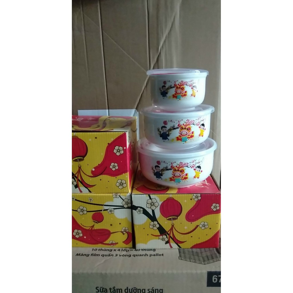[HCM]Bộ 3 thố sứ hút chân không