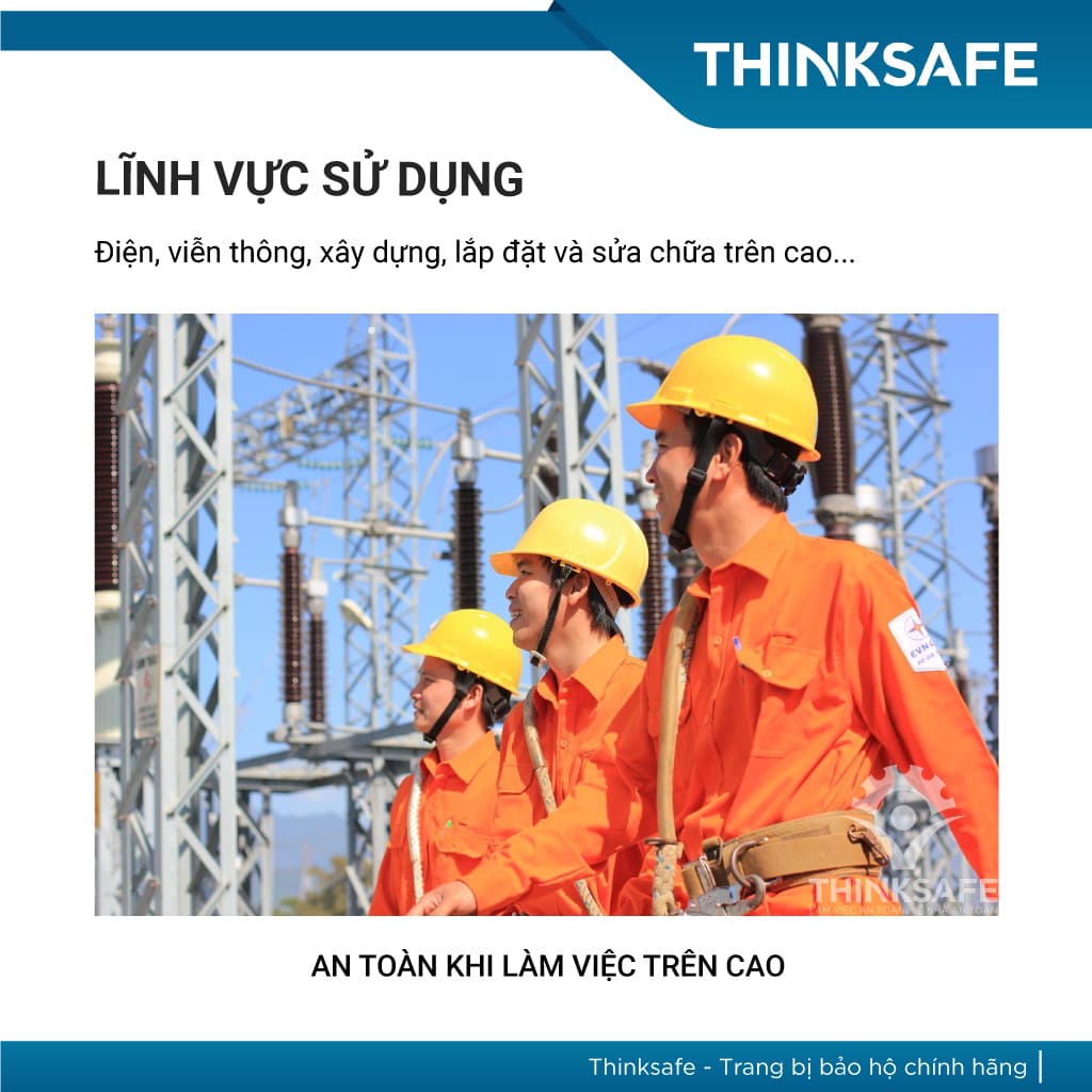 Dây đai an toàn điện lực Richteam, dây bảo vệ leo trụ điện, an toàn trên cao, 2 móc thép chắc chắn - Bảo Hộ Thinksafe