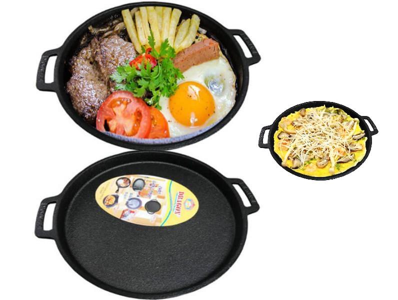 Chảo gang chống dính đổ bánh xèo - đồ nướng - bò bít tết - ốp la vvv Dragon 19cm