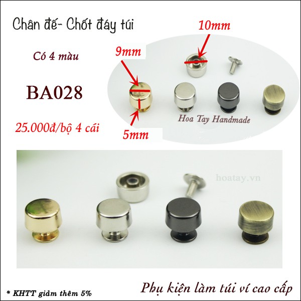 Chốt Đáy Túi - Chân Đế Túi Vặn Vít Cao Cấp