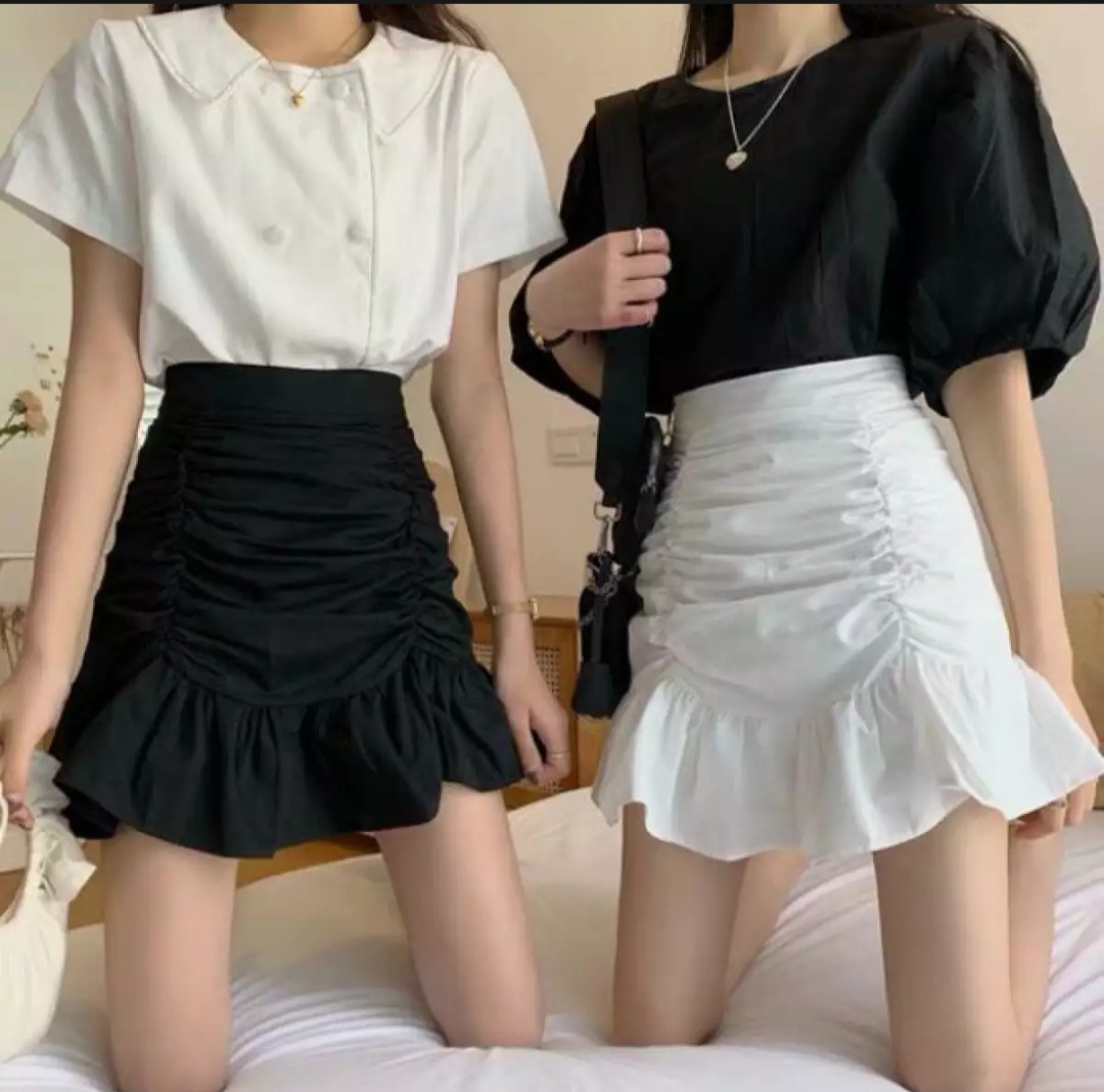 [XẢ HÀNG GIÁ GỐC] Chân váy nữ ngắn lưng cao đuôi cá nhún thân ôm body kèm quần -chân váy dễ thương đi chơi TU