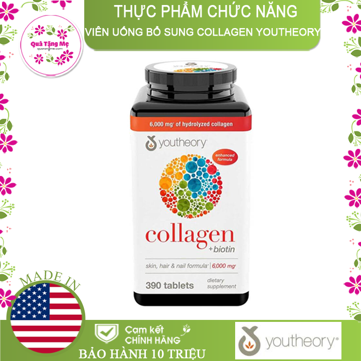 [HCM]Thực phẩm chức năng Viên uống bổ sung Collagen Youtheory (Collagen Type 1-2-3) 390 Viên DATE XA