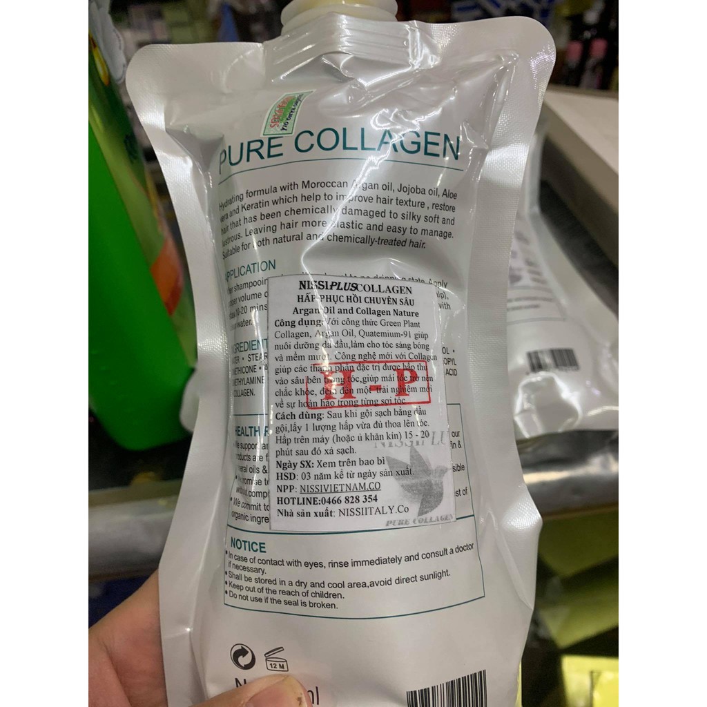 Kem ủ tóc NISSI PLUS collagen Italia túi 500ml