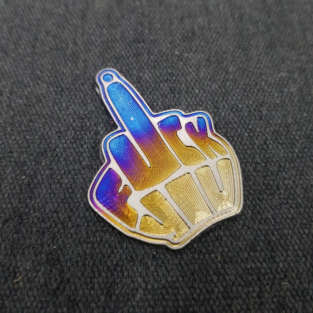 [ĐẸP NHƯ TÂY THI] TEM TITAN NGÓN TAY,HUY HIỆU LOGO NGÓN TAY  (FUCK YOU) TITAN TRANG TRÍ DÁN XE SIÊU CHẮC (100% TITAN)