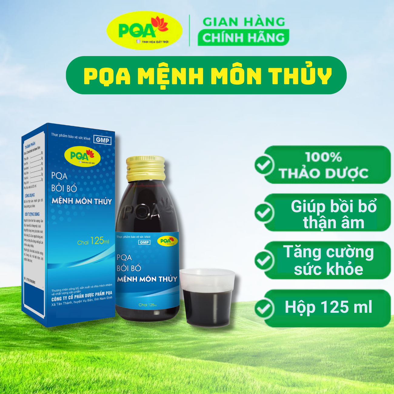 Pqa siro mệnh môn thủy hỗ trợ bồi bổ thận âm, mạnh gân cốt và tăng cường sức khỏe. hộp 125ml