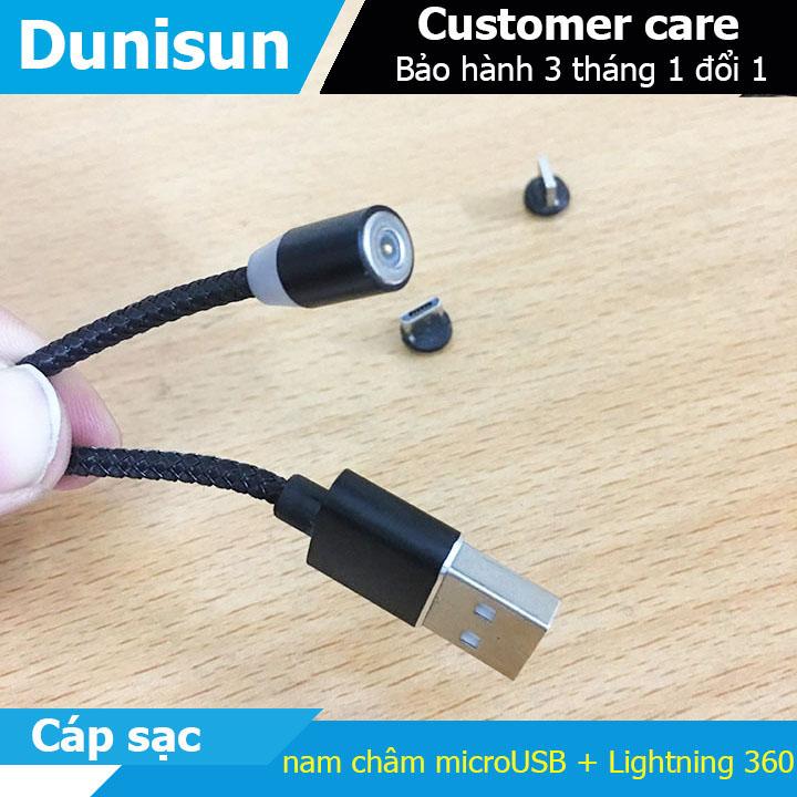 Cáp Sạc Từ Hít Nam Châm Đầu Android hoặc IPhone 360 Độ Dây Dù,Có LED