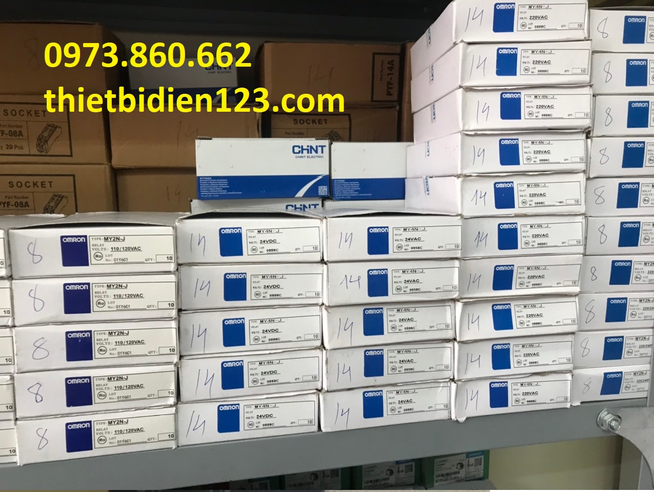 Rơ le trung gian Omron 14 chân MY4N-J ( Kèm Đế )