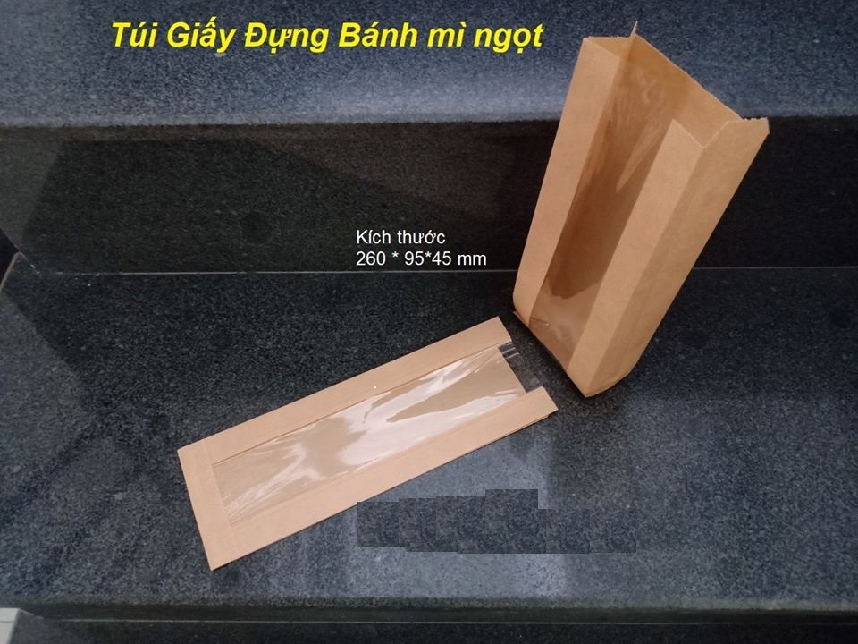 100 túi giấy đựng bánh mì có cửa sổ giữa