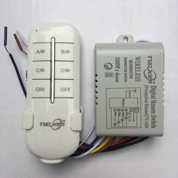Công tắc điều khiển từ xa không dây sóng RF 4 kênh xuyên tường TOXI