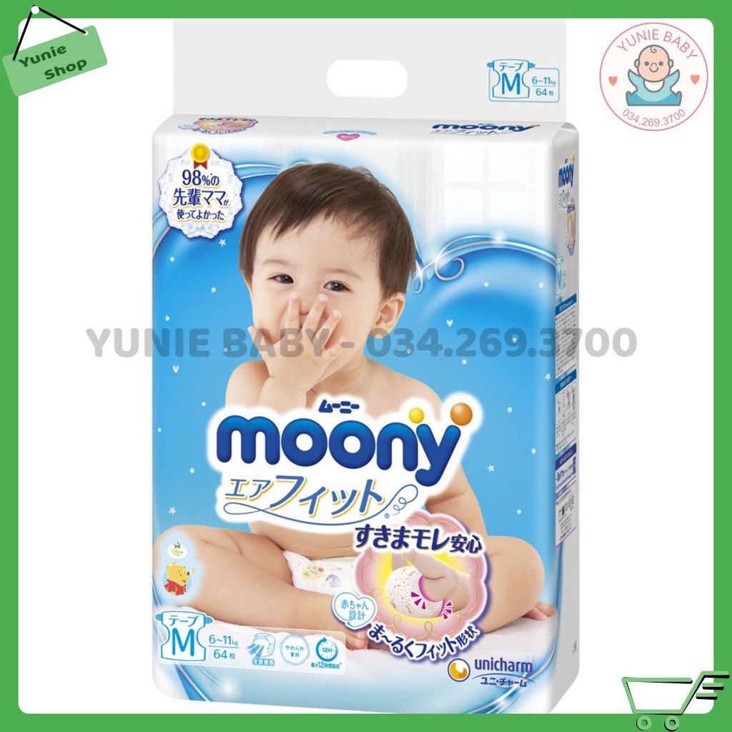Moony tã dán/quần moony nhật đủ size nb90/ s84/ m64/ l54/ xl44/ m58/ l44/ xl38/ xxl26