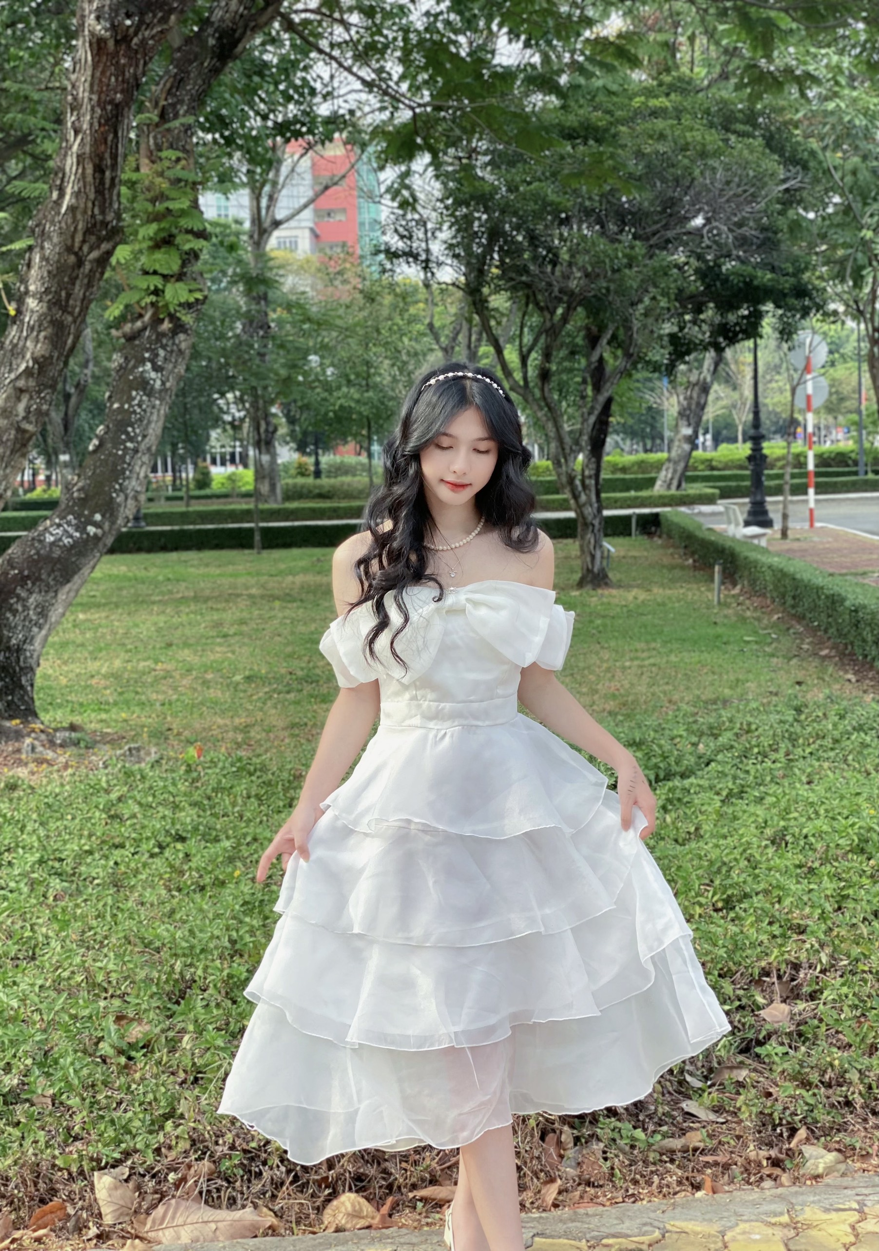 Đầm công chúa trắng dài Ciara