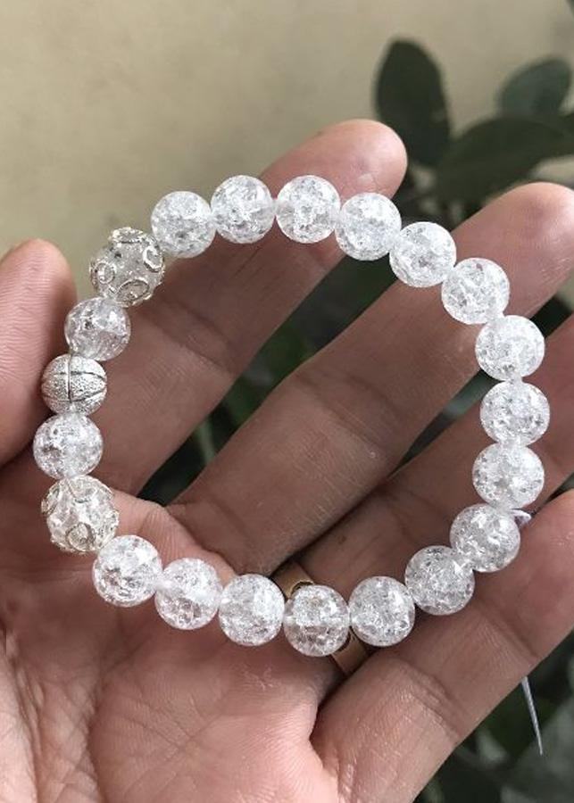 [HCM]Vòng tay đá thạch anh trắng rạn thiên nhiên