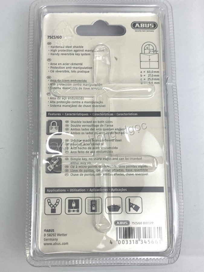 Khóa treo chống cắt Abus 75CS 60mm đồng thau chìa vi tính