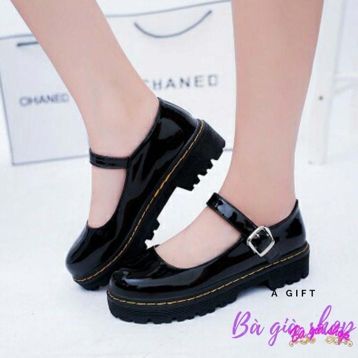 Giày búp bê da bóng quai ngang