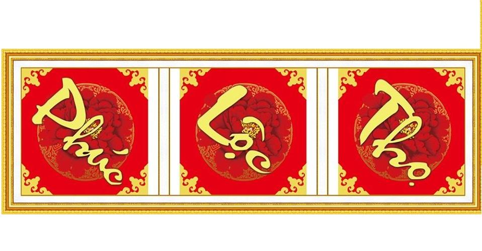 tranh đính đá PHÚC LỘC THỌ VS122 kích thước 150*50cm Giá rẻ