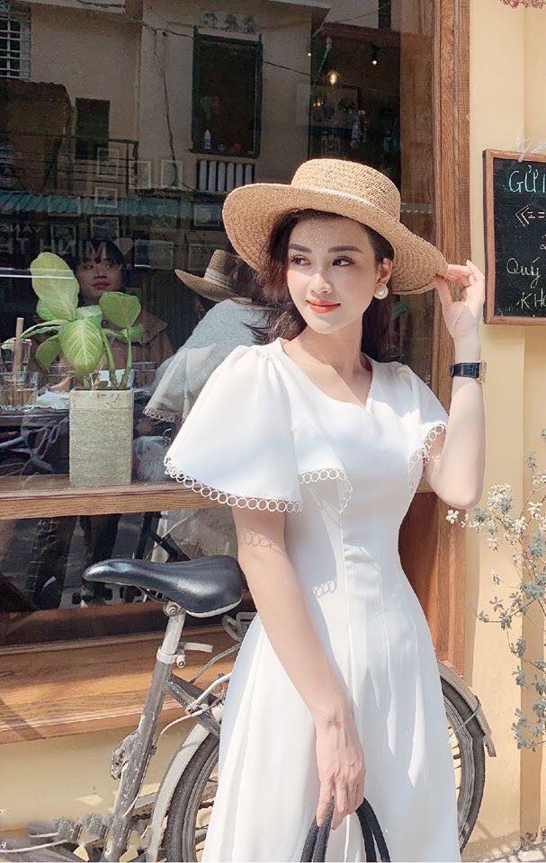 [HCM]ĐẦM MAXI TRẮNG TAY BÈO VIỀN REN