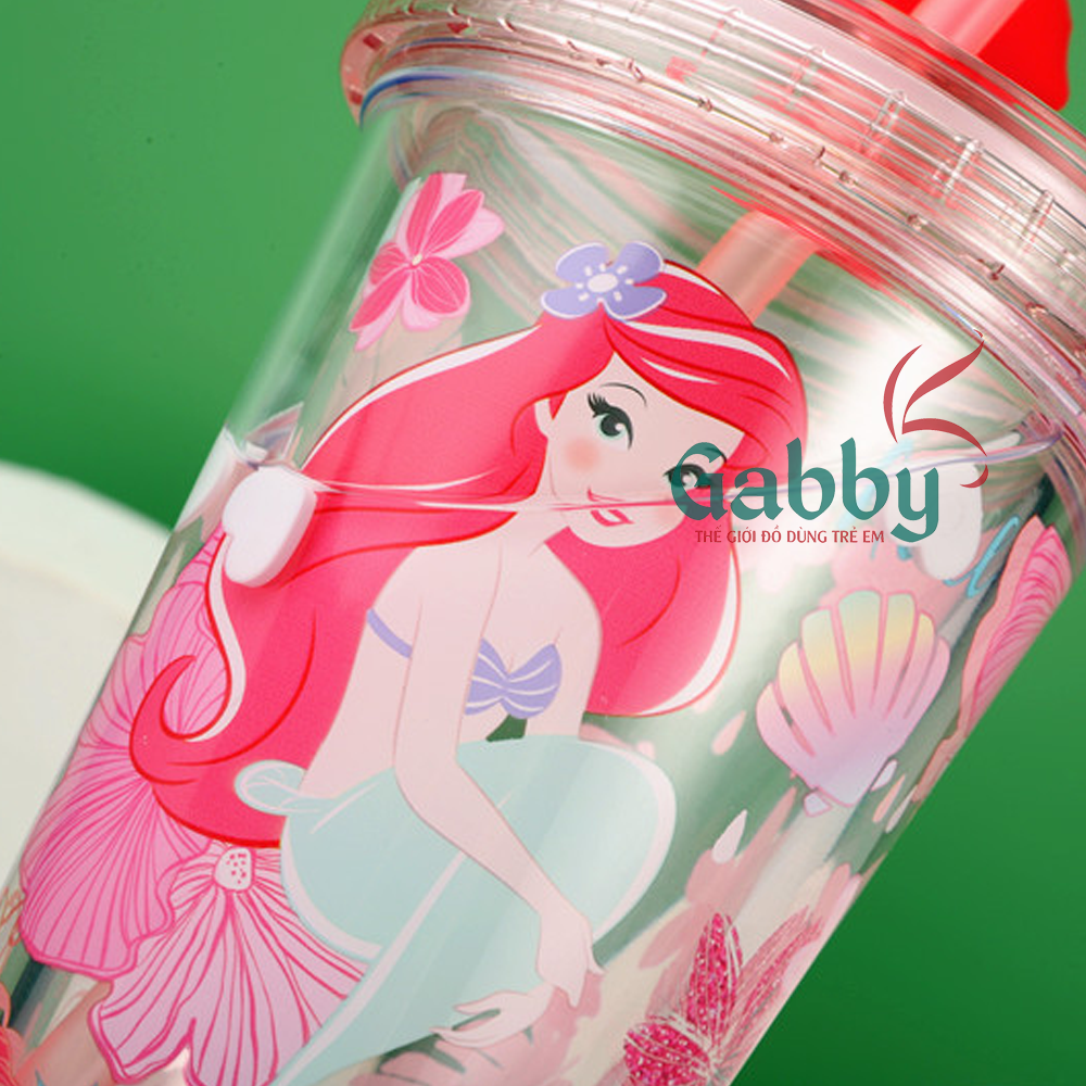 LY PHA LÊ 2 LỚP CÓ ỐNG HÚT DISNEY (MICKEY/ ELSA/ ARIEL/ OLAF/ MINNIE/ MC QUEEN/ JUMBO) - GABBY STORE