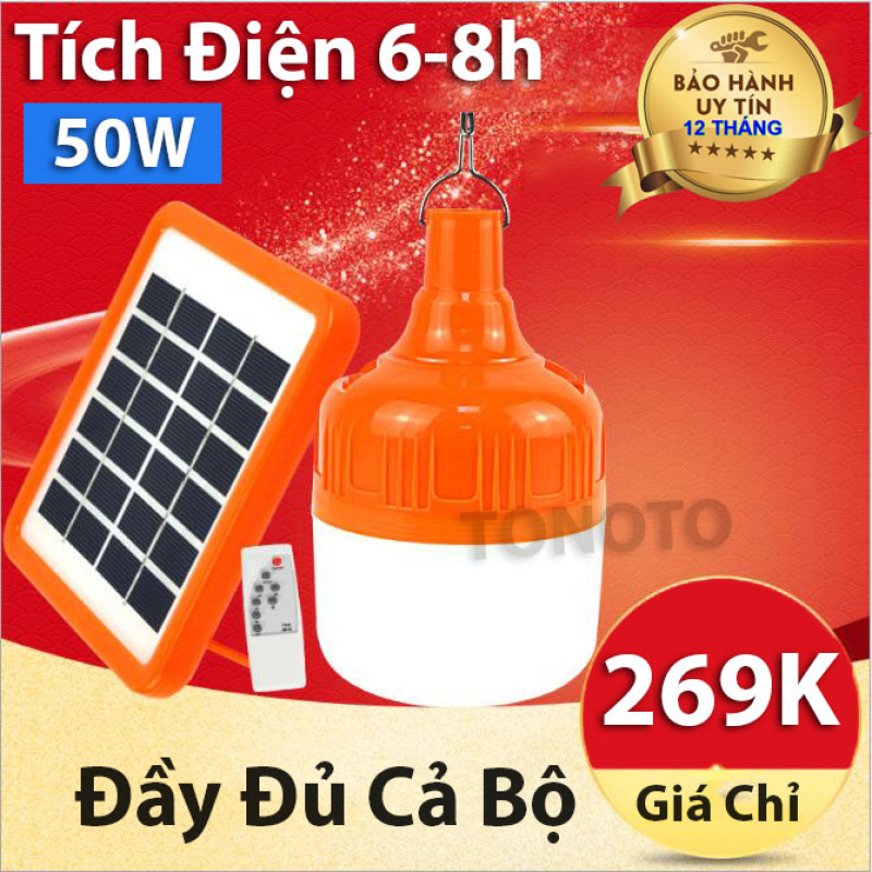 Đèn Năng Lượng Mặt Trời 50W, 100W Tích Điện 8 Giờ - Thiết Kế Thông Minh, Có Thể Điều Khiển Từ Xa + Tặng Pin Năng Lượng Mặt Trời, Điều Khiển, Móc Treo - Bóng đèn năng lượng mặt trời, Đèn tích điện