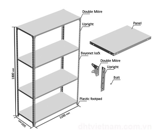 Kệ sắt vlo để hàng ( Cao 1m5 dài 1m rộng 40cm )