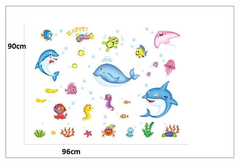 combo 2 bức decal dán tường mẫu cá heo biển cả 05