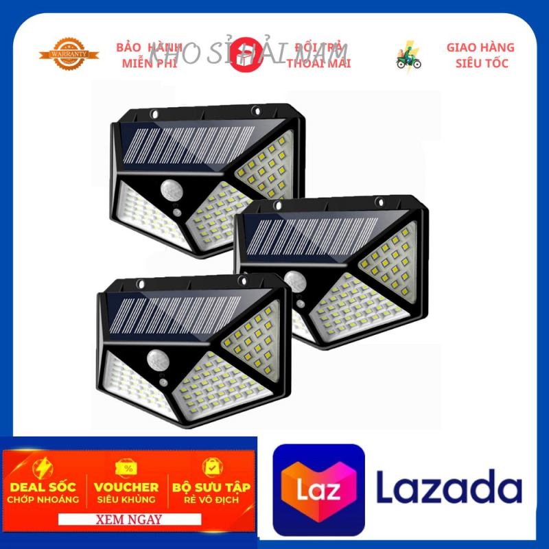 Đèn năng lượng mặt trời 100 LED - 3 chế độ sáng đèn cảm biến hồng ngoại